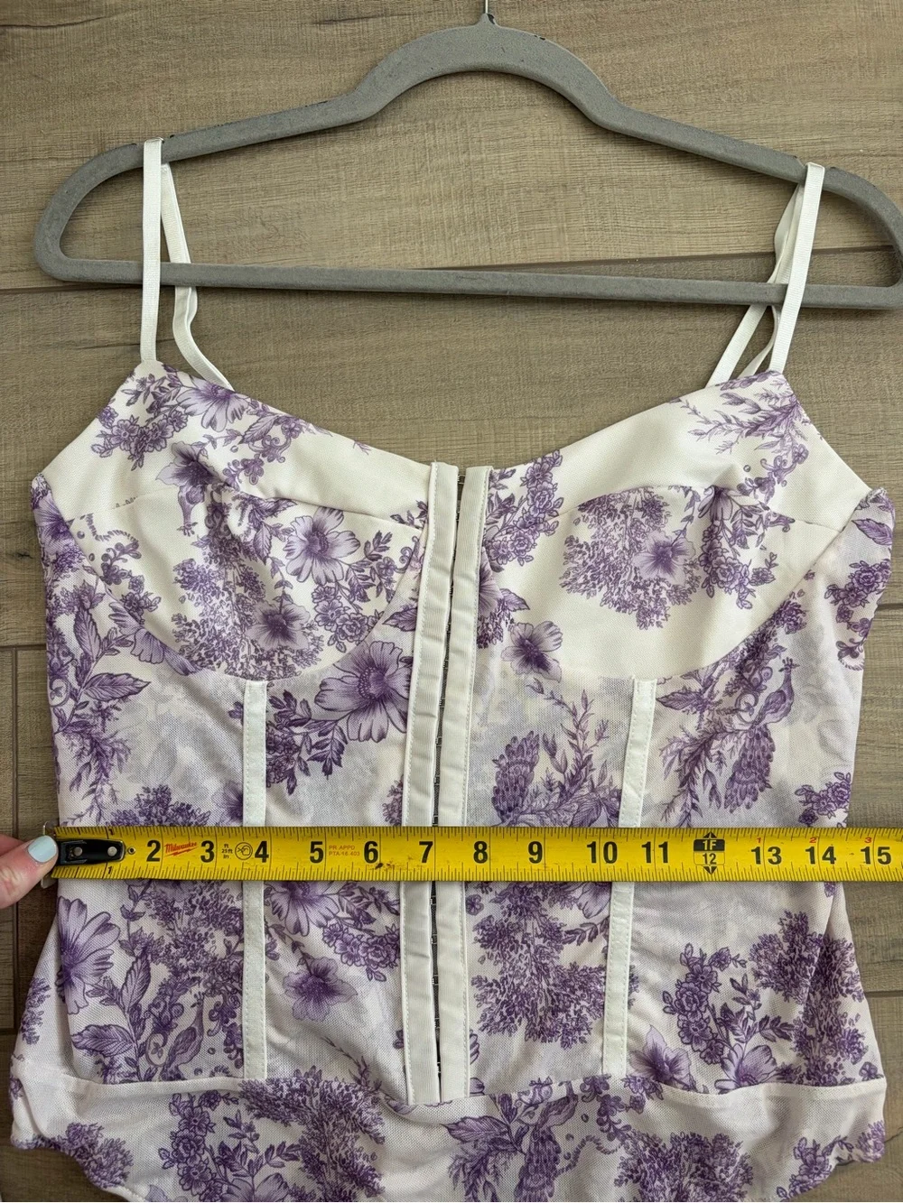 Free People Intimately Night Rhythm Sleeveless Corset Bodysuit Purple Ivory XL